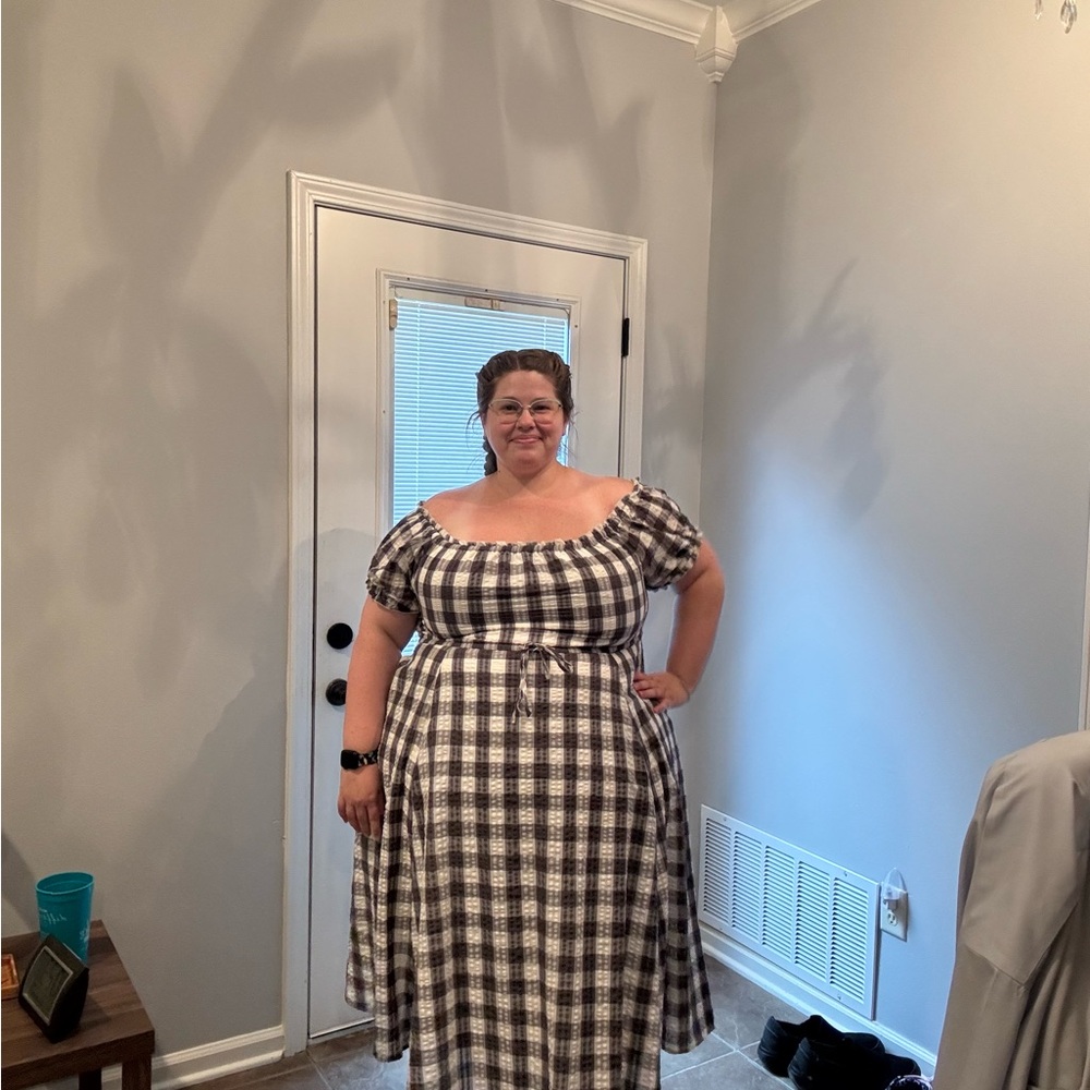 Torrid Black and White Checkered Midi Dress